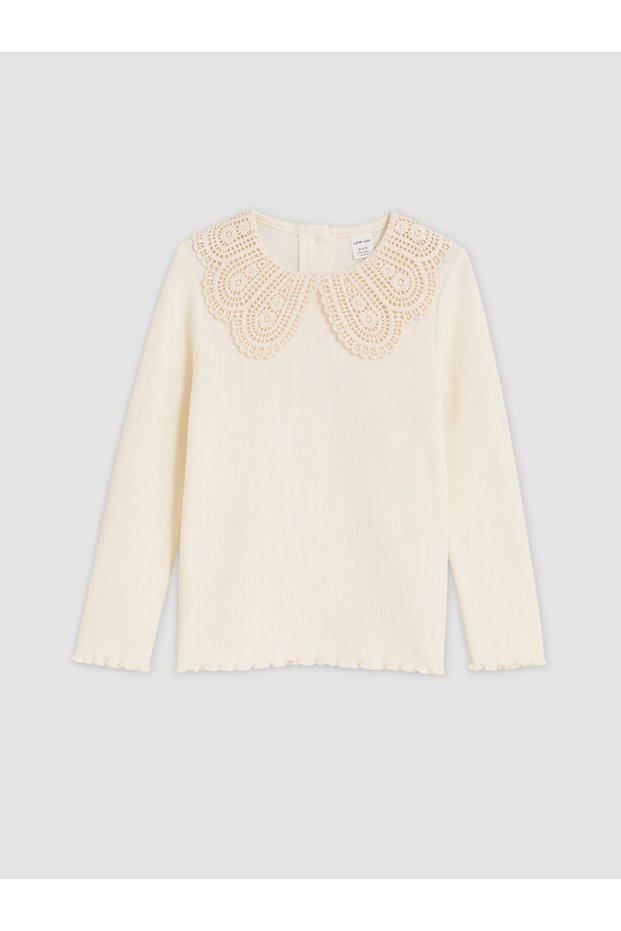 Esvab • Modern & Distinctive Lace Roba Collar Girls' T-Shirt