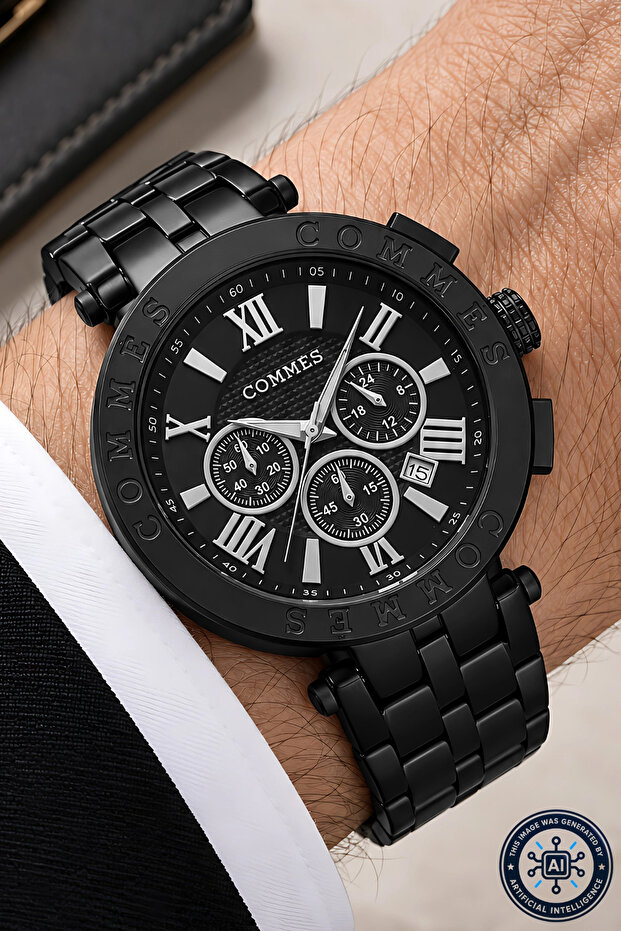 Men's Wristwatch with Calendar Steel Band Steel Case Bracelet Gift Black Sdcms1108