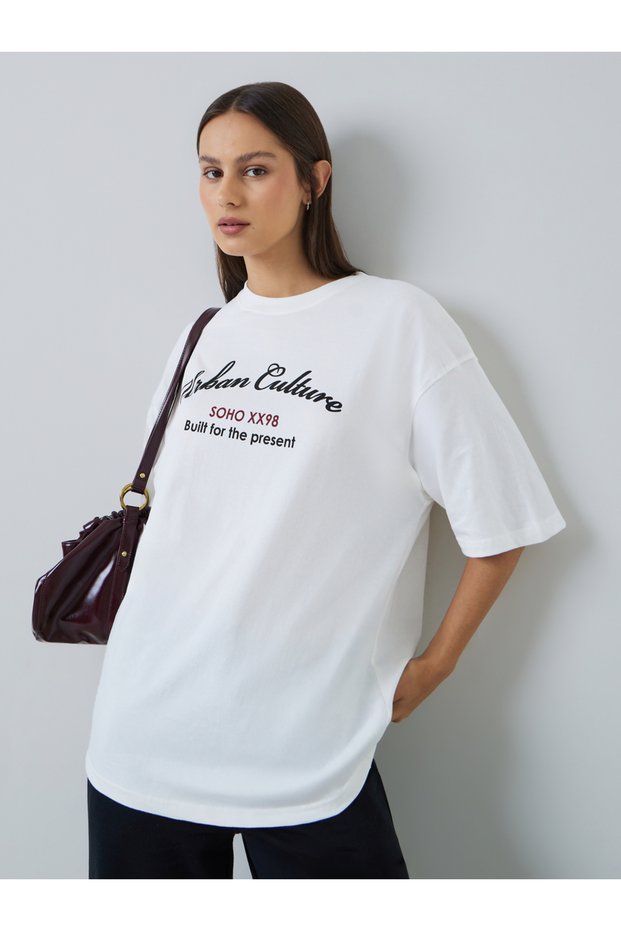 Off White Oversized Graphic Print Cotton T-Shirt