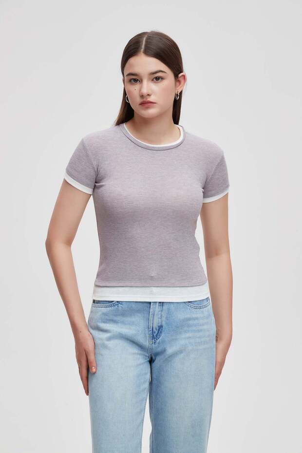 Short Solid Top with Short Sleeves