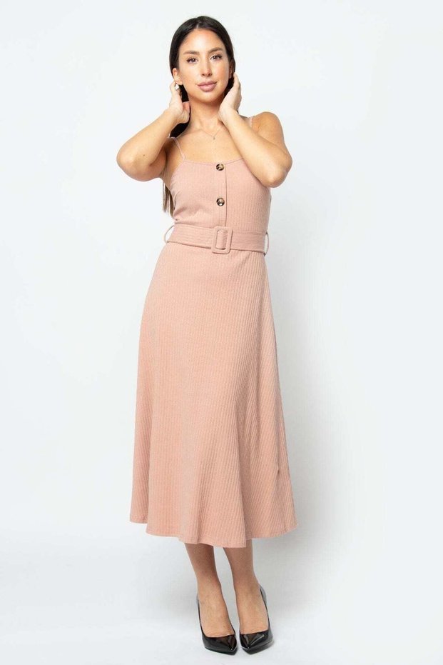 Solid Midi Dress with Strappy