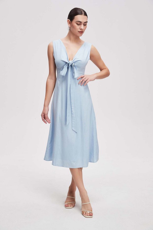 Solid Midi Strap Dress