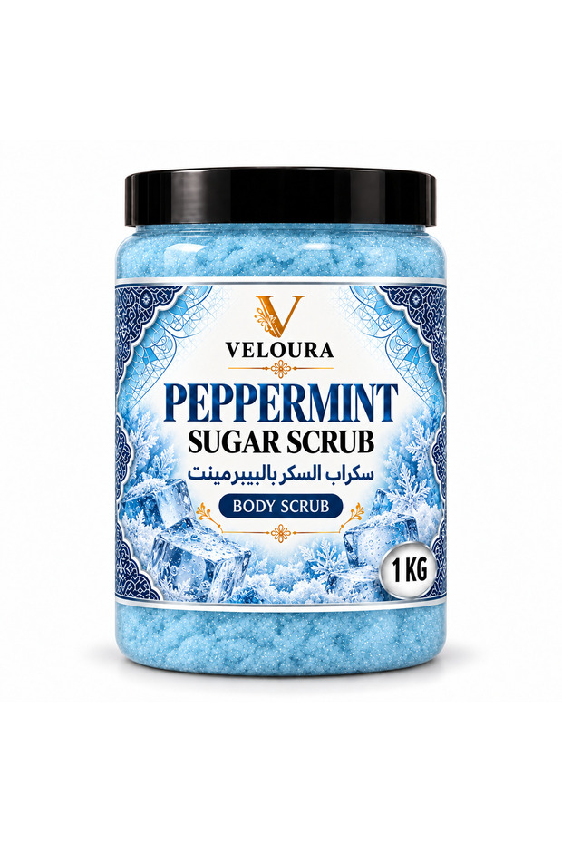 PEPPERMINT SUGAR SCRUB 1KG – EXFOLIATING BODY SCRUB FOR HANDS, FEET & BODY