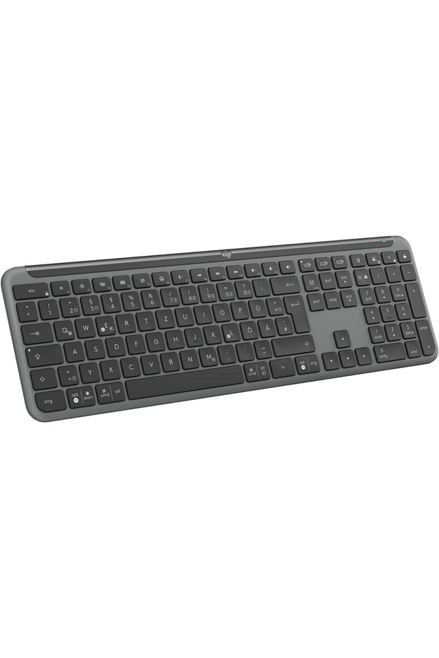 لوحة مفاتيح لاسلكية Signature Slim K950، تصميم نحيف، تبديل بين الأجهزة أثناء الكتابة، كتابة هادئة، بلوتوث، متوافقة مع أنظمة تشغيل متعددة، ويندوز، ماك، كروم، تخطيط DEU QWERTZ، لون جرافيت