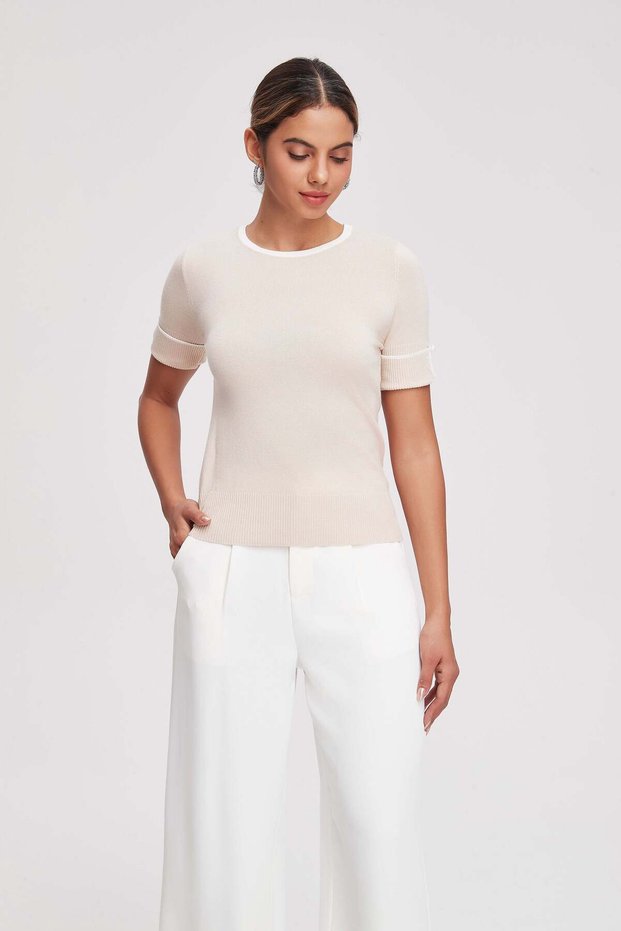Ribbed Half-Sleeve Top