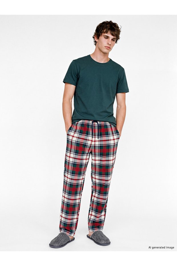 Sparkling Choices from Shining Store Standard Fit Checked Embroidered Men's Pajama Bottom