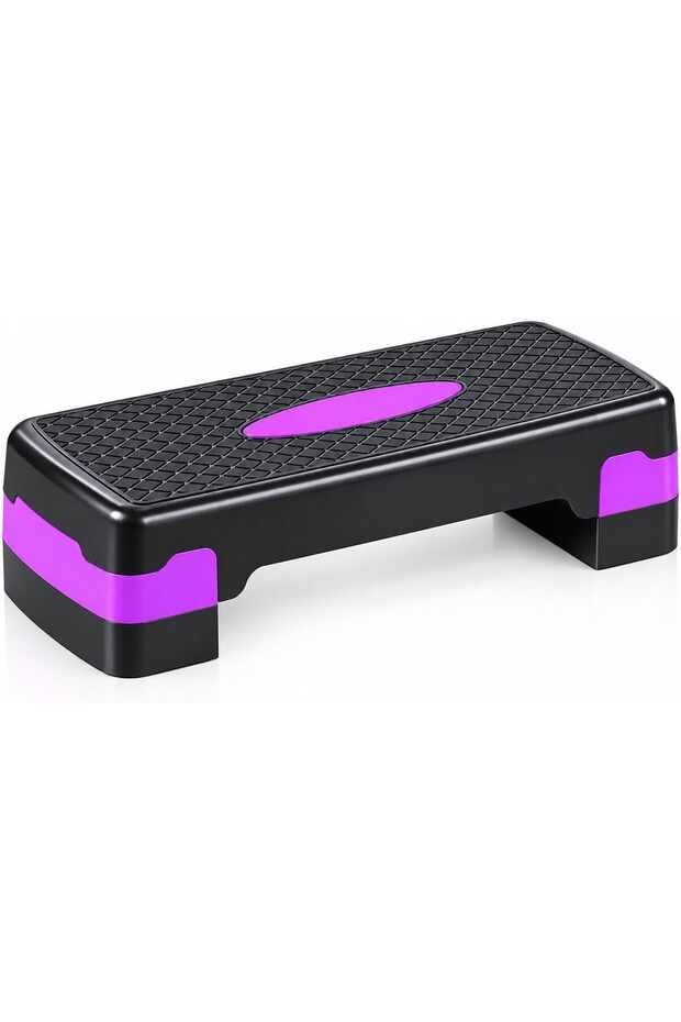 Aerobic Exercise Step Platform – Adjustable Height Fitness Stepper with Anti-Slip Surface for Home Workouts, Black & Purple