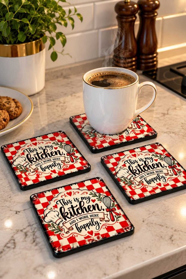 Glass Coaster | Kitchen | 4-Piece Set | 10cm X 10cm
