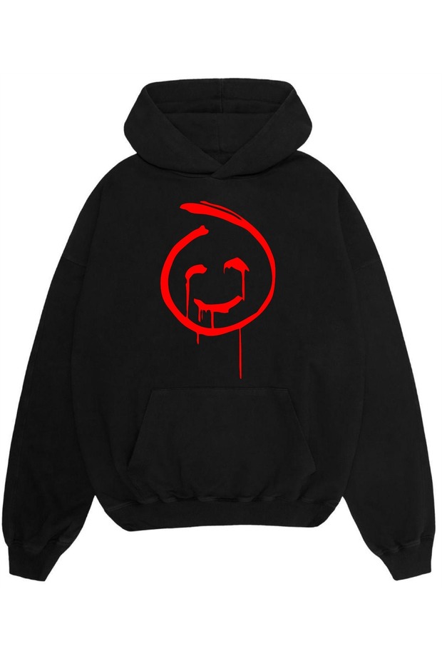 Red Jhon the Mentalist Printed Oversized Sweatshirt