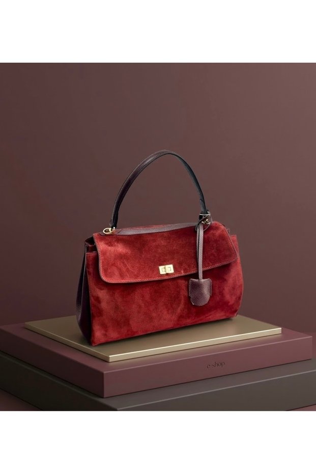 Women's genuine suede leather handbag and shoulder bag