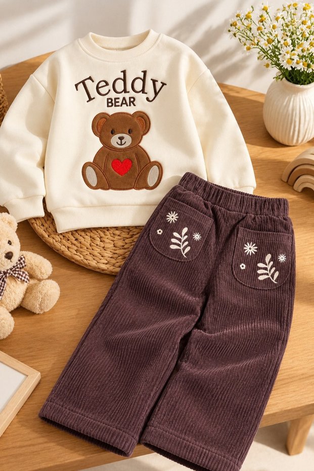 Boys' Set Long Sleeve Sweatshirt and Corduroy Pants Set