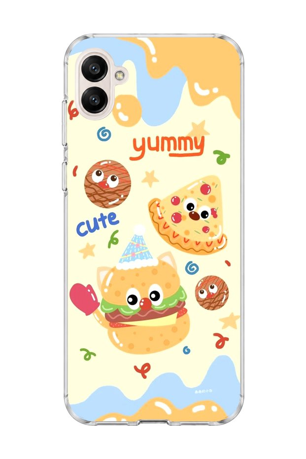 Samsung Galaxy A06 Compatible Cute Hamburger Pizza Printed Transparent Phone Case