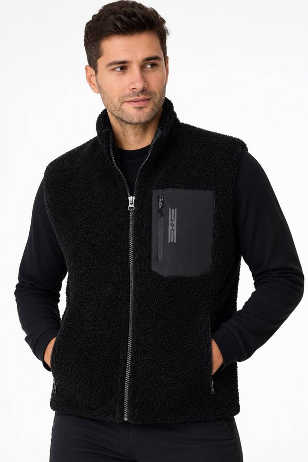 Black Men's Outdoor Fleece Vest - 4019-10