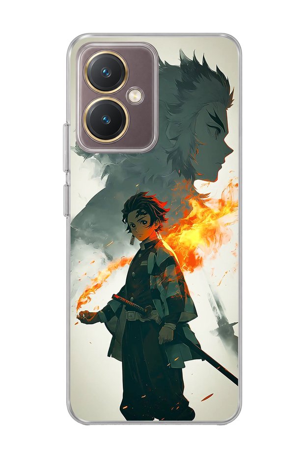 Vivo Y27 Compatible Anime Fire Shadow Printed Transparent Phone Case