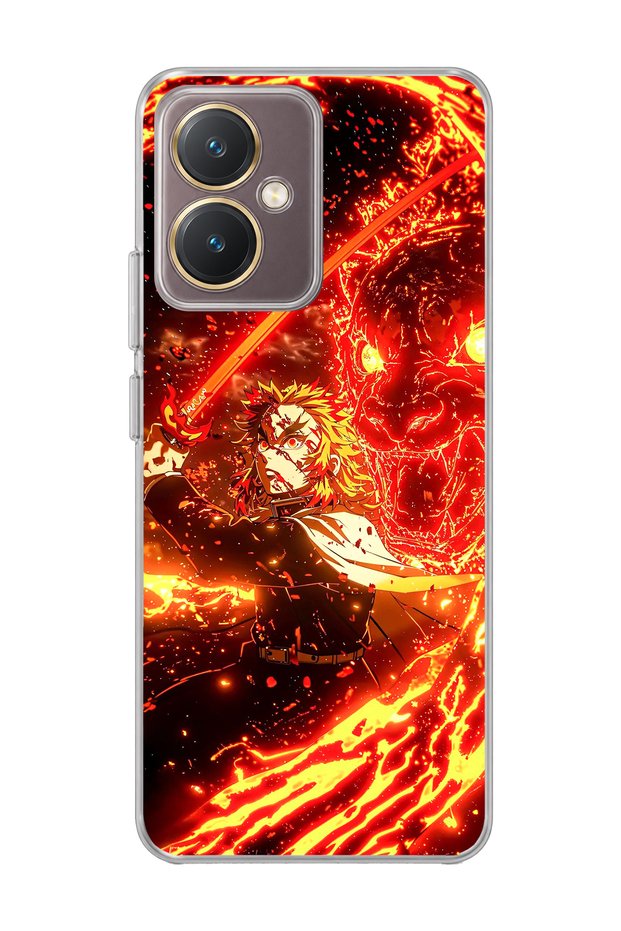 Vivo Y27 Compatible Anime Flame Sword Printed Transparent Phone Case