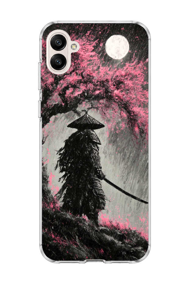 Samsung Galaxy A06 Compatible Samurai Full Moon Printed Transparent Phone Case