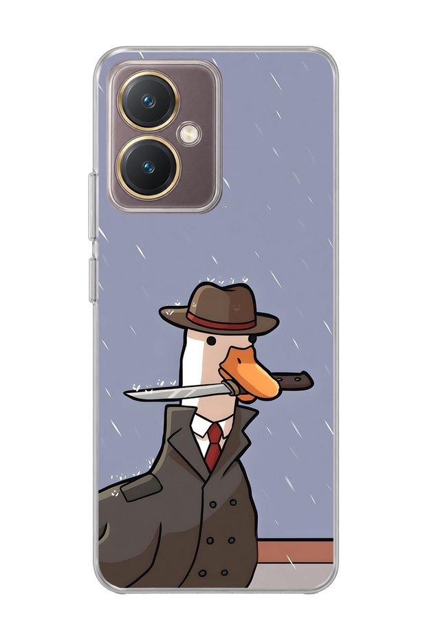Vivo Y27 Compatible Hat Detective Goose Printed Transparent Phone Case