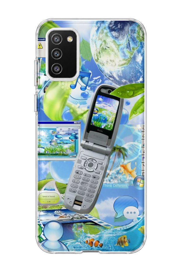Samsung Galaxy A02S Compatible Flip Phone Nature Printed Transparent Phone Case