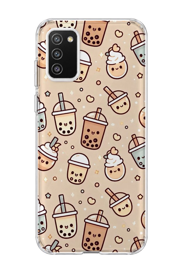 Samsung Galaxy A02S Compatible Cute Bubble Tea Printed Transparent Phone Case