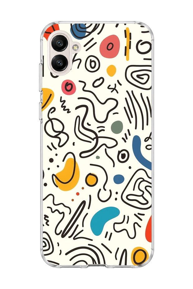 Samsung Galaxy A04 Compatible Colorful Abstract Scratch Printed Transparent Phone Case