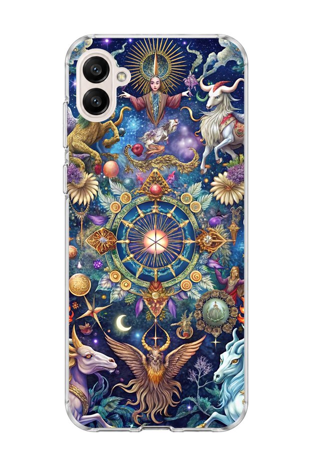 Samsung Galaxy A07 Compatible Zodiac Wheel Printed Transparent Phone Case