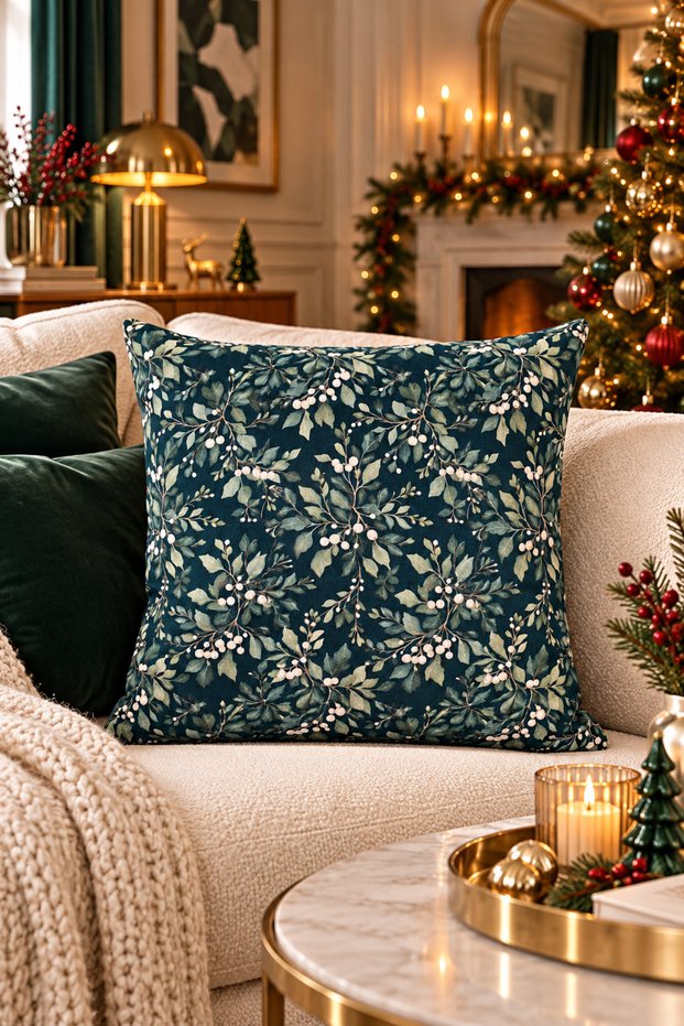 Double-Sided Printed Tartan Pattern Throw Pillow Cover - 43X43 cm - Christmas - New Year