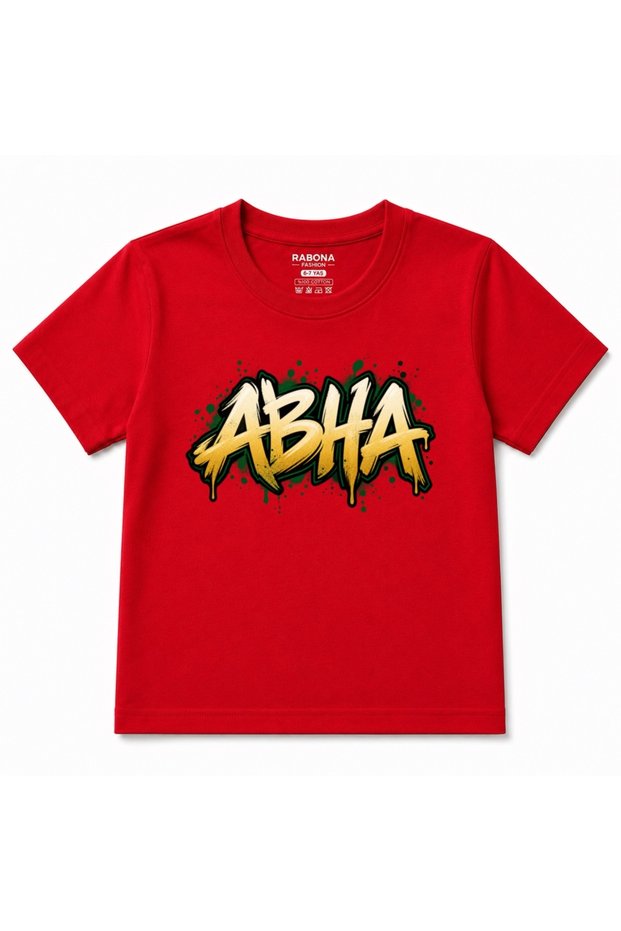 Abha Saudi Arabia Gold & Green Urban Graffiti Graphic Kids T-Shirt