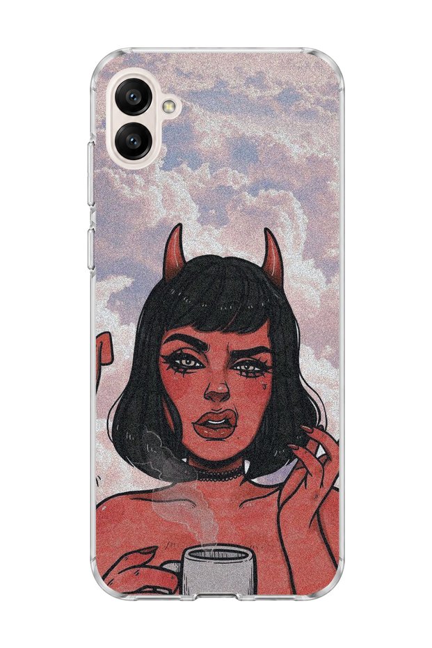 Samsung Galaxy A06 Compatible Horned Girl Cloud Printed Transparent Phone Case