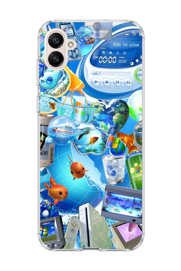 Samsung Galaxy A05 Compatible Blue Bubble Fish Printed Transparent Phone Case