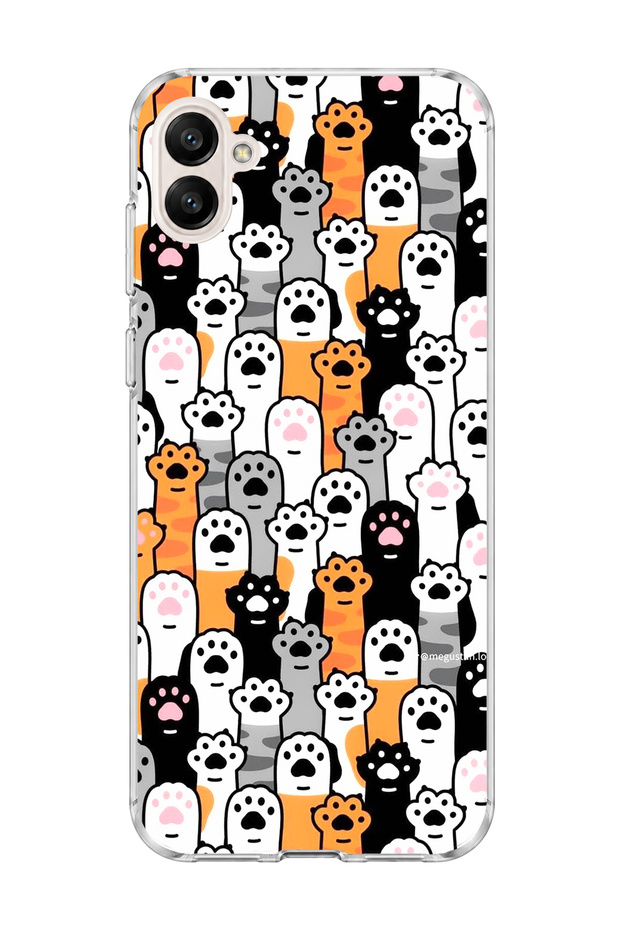 Samsung Galaxy A04 Compatible Colorful Cat Paw Printed Transparent Phone Case
