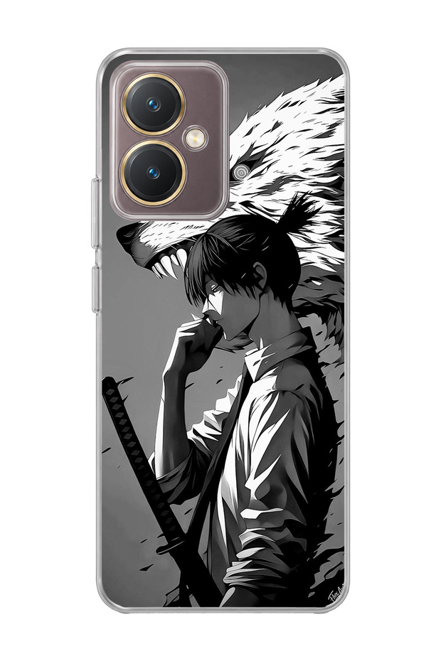 Vivo Y27 Compatible Anime Wolf Warrior Printed Transparent Phone Case