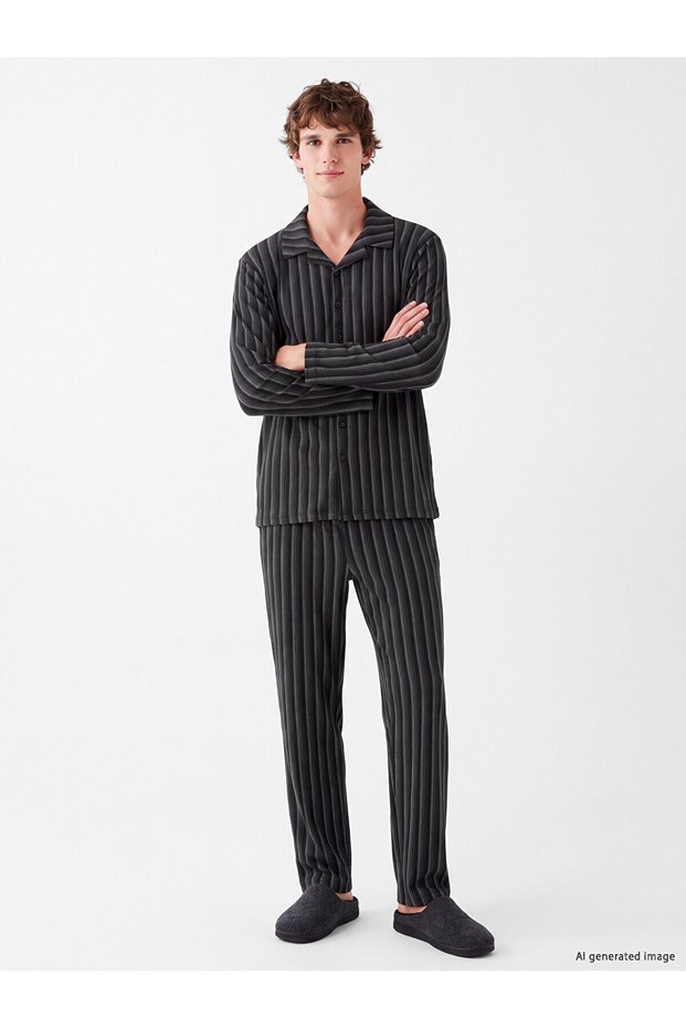 Ozmarka New Season Black Striped Men's Pajama Set