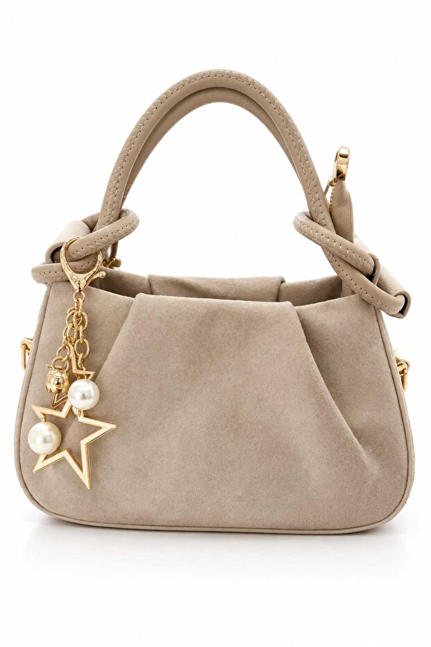 Bellina Rose Suede Mink Women's Hand and Shoulder Bag