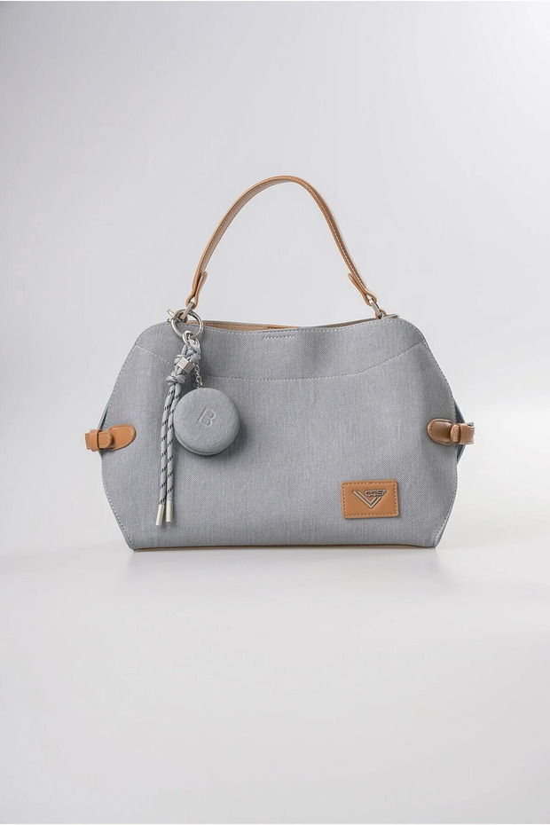 Women's Shoulder Bag with Mirror Charm Detail, Large Volume Daily Hand and Shoulder Bag, Blue 18348