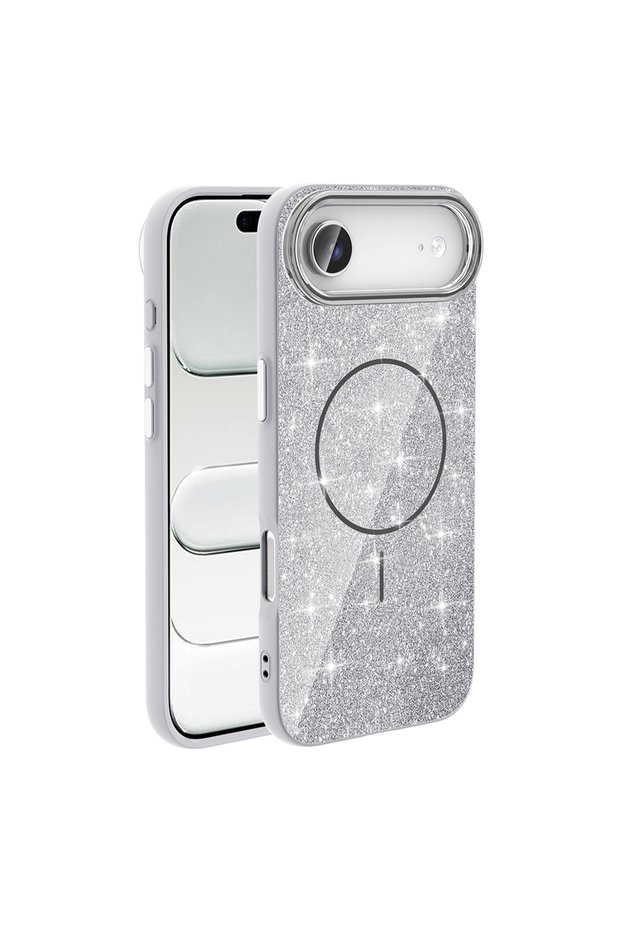 iPhone 17 Air Case Non-Spill Glitter Silicone Magsafe Camera Raised