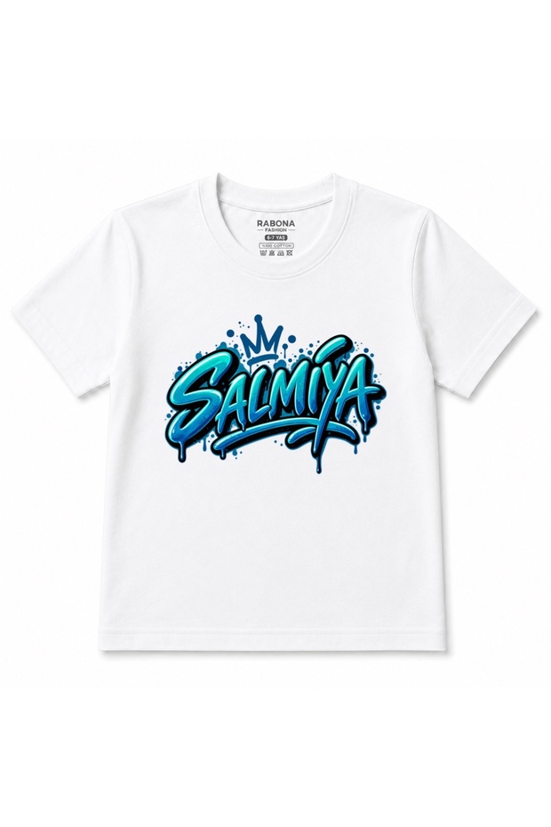 Salmiya Kuwait Kids Graphic Printed T-Shirt - Blue Crown Urban Graffiti Design
