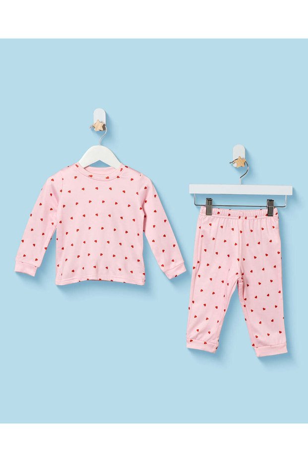 Infant Girls Pink Heart Print Pyjama Set