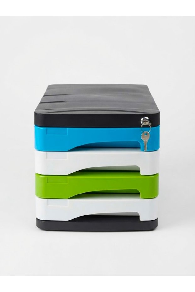 Colorful 4-Drawer Locking File Rack, Plastic 4-Drawer File Rack