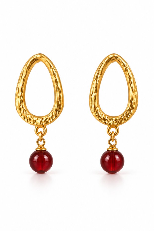 Cen cam gold earring baisse red