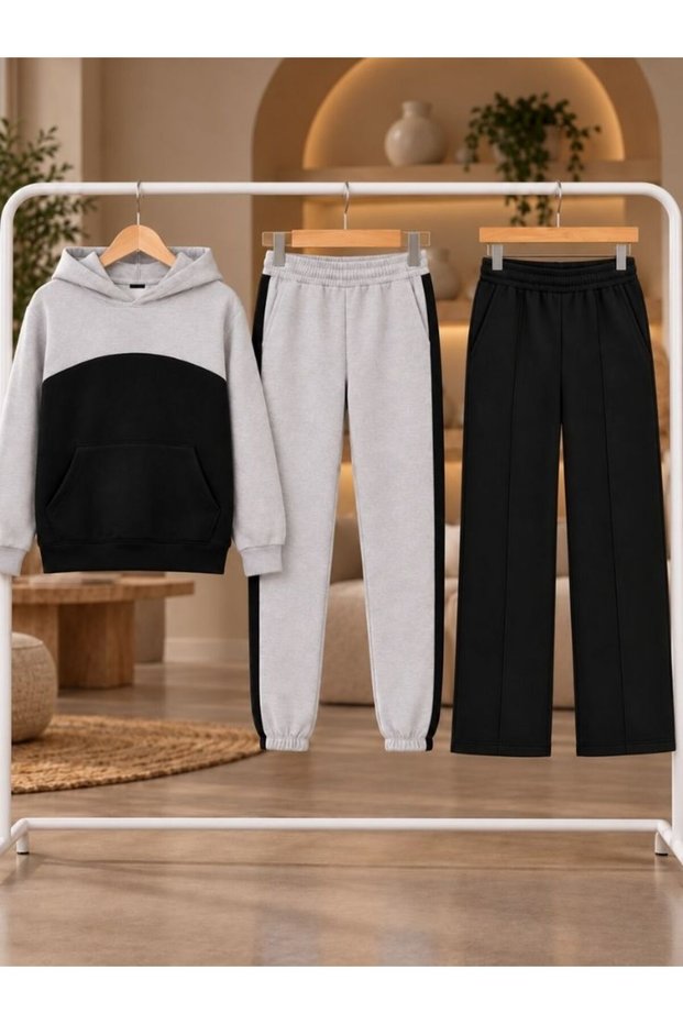 Armikids Unisex Garnili Hooded Set + Pipe-Cut Sweatpants 3 Pieces