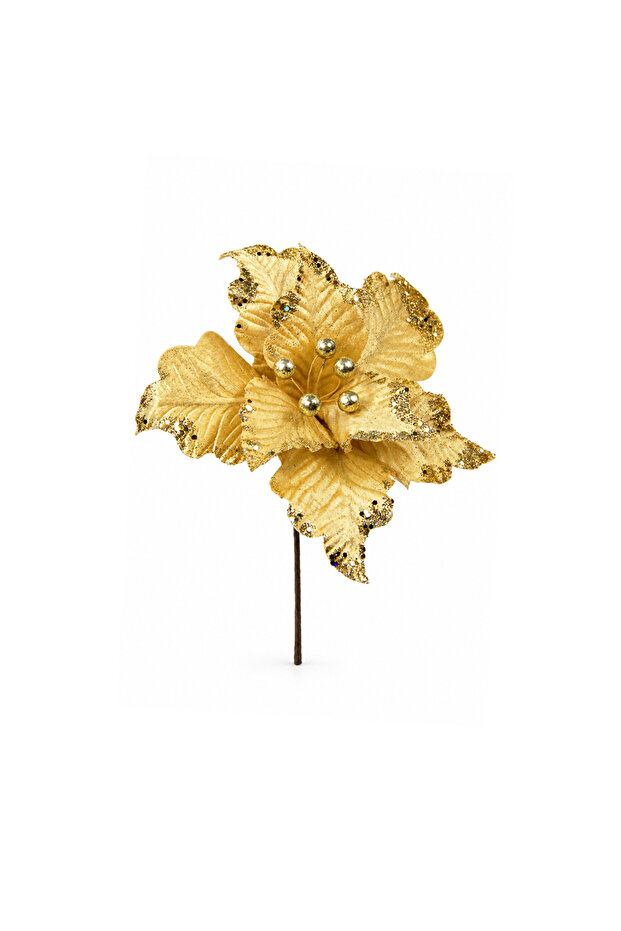 New Year's Eve Ponsetya Pique Sequin Velvet Gold 30 cm