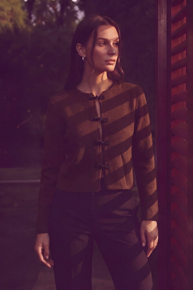 Women's Chinese Buttoned Knitwear Jacket