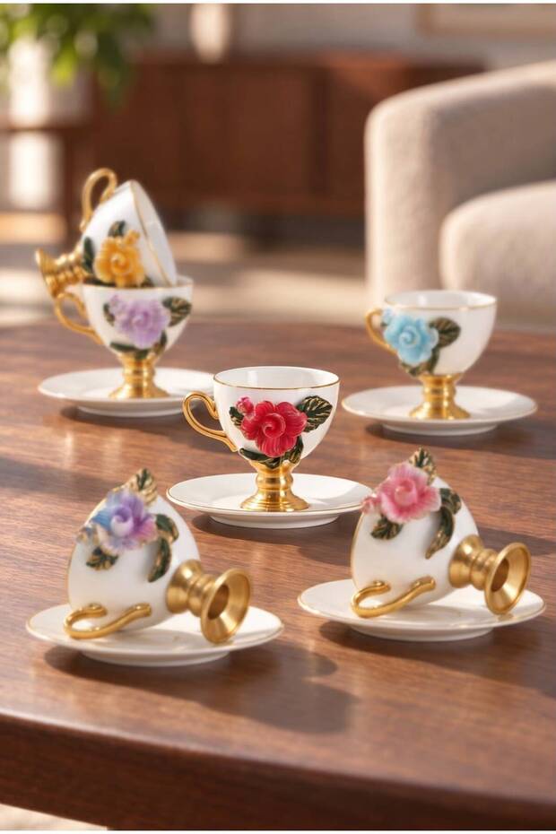 Acar - Cosmia 6-Person Porcelain Coffee Cup Set - 90 ml