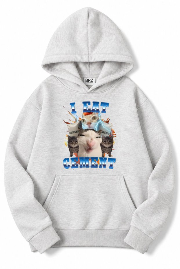Unisex Oversize (Light Gray) I Eat Cement Hoodie (Light Gray)