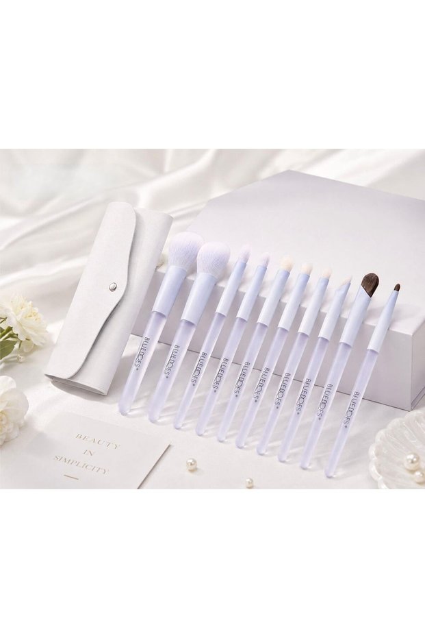 10 PCS Professional Makeup Brush Set with PU Leather Pouch – Soft Synthetic Bristles Makeup Brushes for Foundation, Powder, Blush, Eyeshadow & Concealer – Travel Makeup Brush Kit for Women