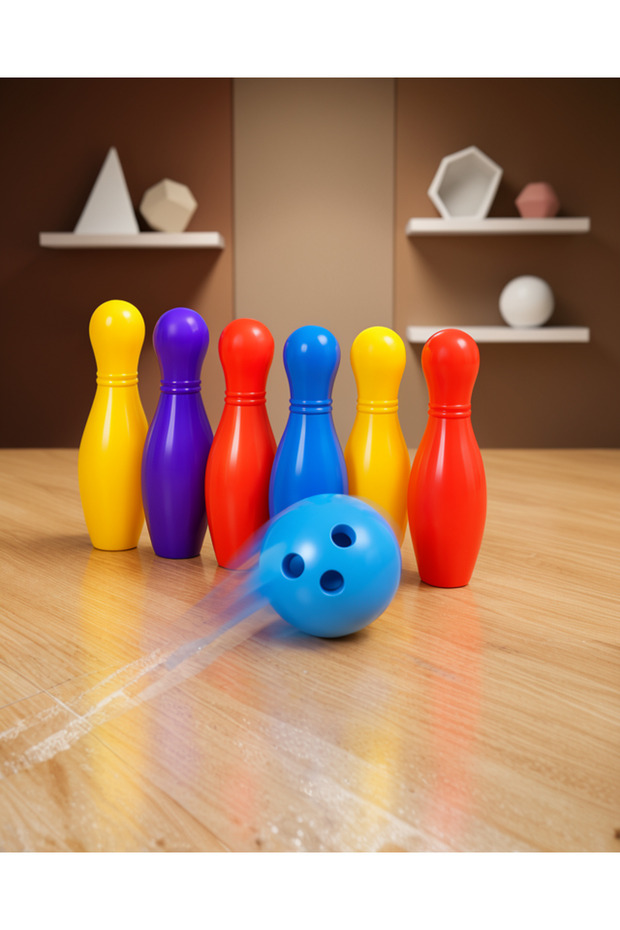 Children's Bowling Set with 6 Pins and Colorful Ball