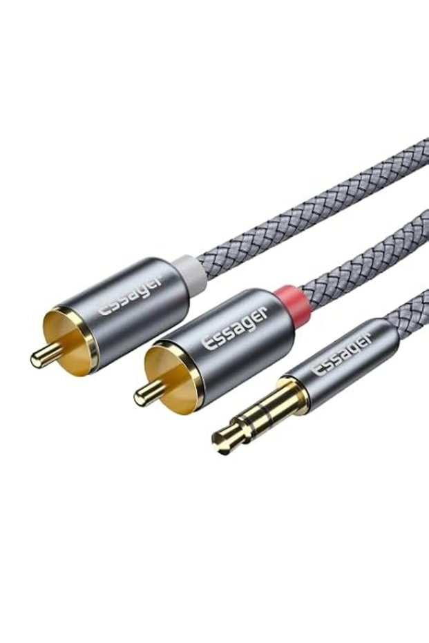 كيبل aux الى RCA للتلفزيون والكمبيوتر والسبيكرات والمضخمات وDVD