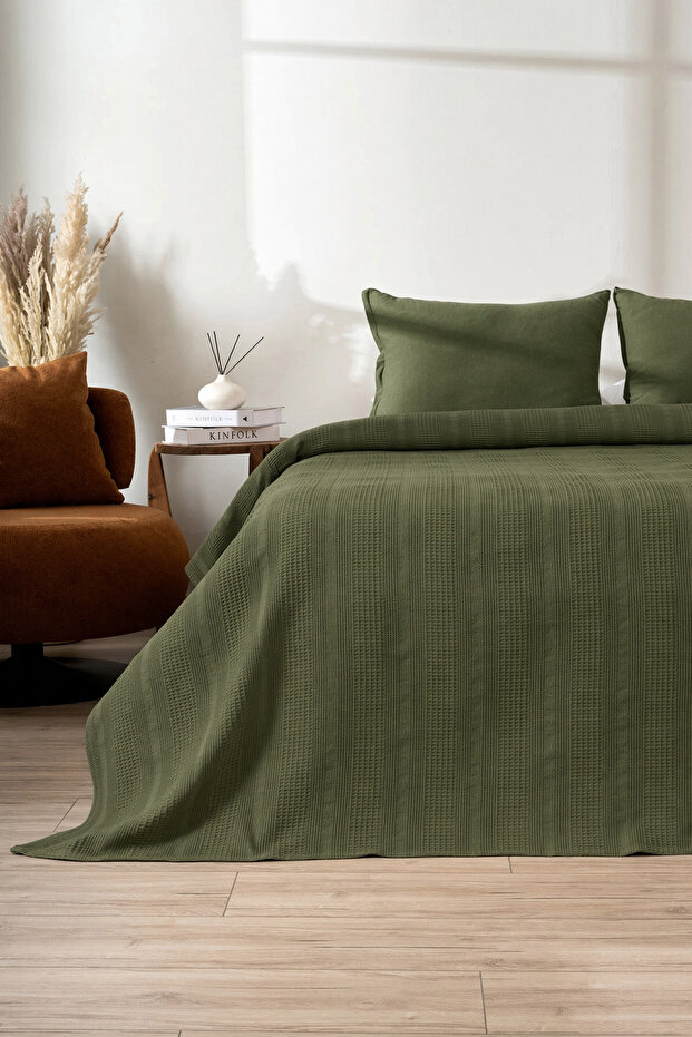 Green Waffle Bedspread – Double Size