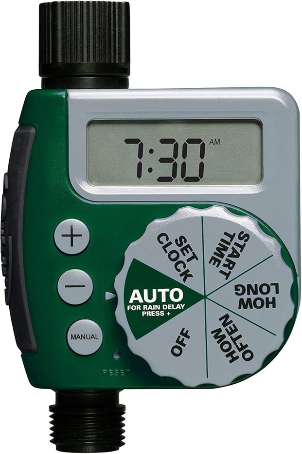 Automatic Water Timer Outdoor Garden Irrigation Controller 1- Outlet Programmable Hose Faucet Timer Garden Automatic Watering Device without Battery Green