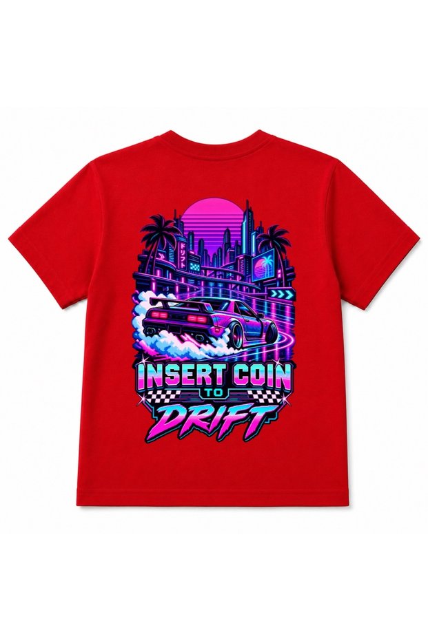 Neon Drift Arcade Racing Back Graphic Kids T-Shirt